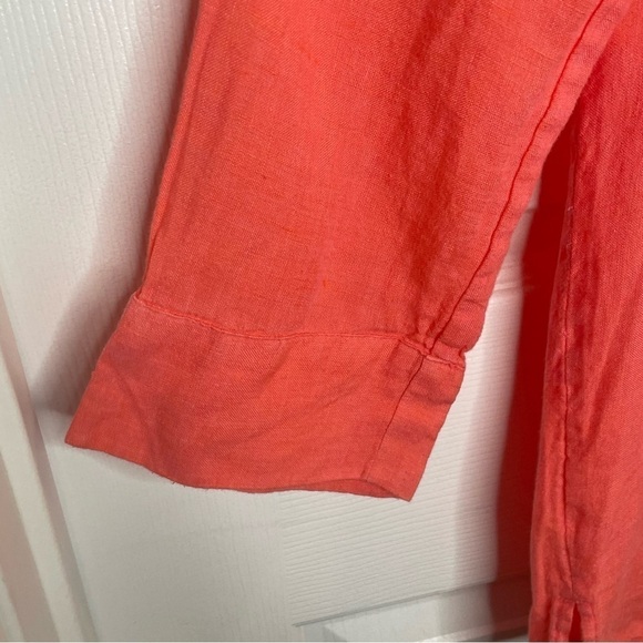 Lands End 100% Linen Coral Popover Tunic 4 - Picture 5 of 10